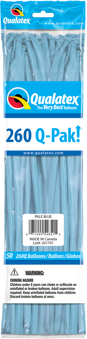260Q QuaLatex Qpak Pale Blue Latex Balloon (Pkg of 50)
